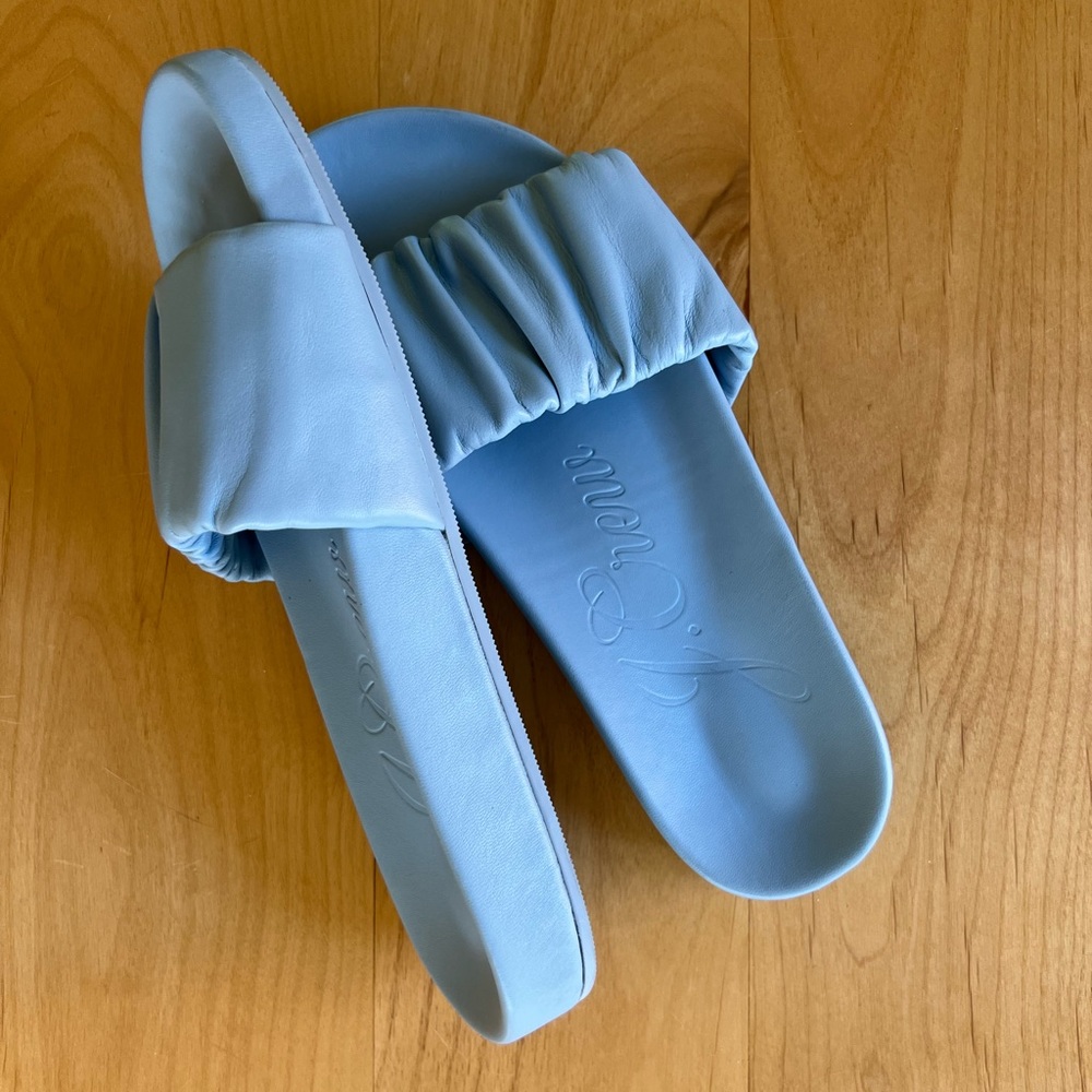 J. Crew Pacific Scrunchie-strap Slides in Blue Mist - Picture 4 of 8
